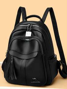 High Quality Soft Leather Retro Women's Backpack, Large Capacity Travel Backpack - Black - View 3
