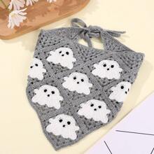 1 Pc Cute Grey White Woman Ghost Bat Triangle Headband Halloween Gift Party Cosplay Accessories Fall Winter Hair Band Hair Accessories For Women For Vacation Outfits Woman