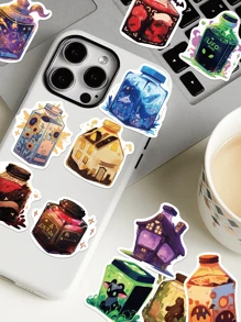 50pcs Magic Potion Sticker Cartoon Bottle Decorative Suitcase Water Cup Paper-Cut Book DIY Guitar Skateboard Motorcycle Laptop Waterproof Stickers Back To School - Multicolor - View 2