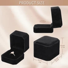 علبة مخمل لحفظ الحلي والخواتم والأقراط و القلائد ، الهدية المثالية لحفل الزفاف وهدية الخطبة وعيد الأم، لتخزين المجوهرات' - علبة خاتم مربعة - مشاهدة 7