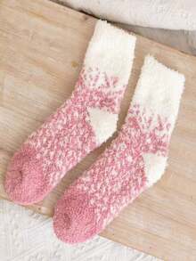 1 Đôi tất đi trong nhà bằng vải nỉ san hô ombre mùa thu/đông, ấm áp và thoải mái - Nhiều màu - Xem 10