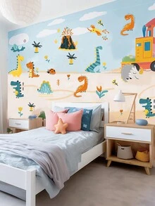 10pcs/Set Cute Cartoon Dinosaur Number & Letter Self-Adhesive Wall Stickers, Nursery Decor, Kids Room Dinosaur Wall Art Decals, Waterproof PVC Bedroom Wall Decor - Multicolor - View 5