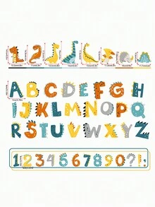 10pcs/Set Cute Cartoon Dinosaur Number & Letter Self-Adhesive Wall Stickers, Nursery Decor, Kids Room Dinosaur Wall Art Decals, Waterproof PVC Bedroom Wall Decor - Multicolor - View 6
