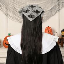 1 Pc Cute Grey White Woman Ghost Bat Triangle Headband Halloween Gift Party Cosplay Accessories Fall Winter Hair Band Hair Accessories For Women For Vacation Outfits Woman