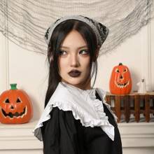 1 Pc Cute Grey White Woman Ghost Bat Triangle Headband Halloween Gift Party Cosplay Accessories Fall Winter Hair Band Hair Accessories For Women For Vacation Outfits Woman