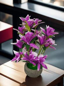 1 件 30 厘米人造蝴蝶兰植物，装饰盆栽假花，带石质花盆 - 彩色 - 查看 2