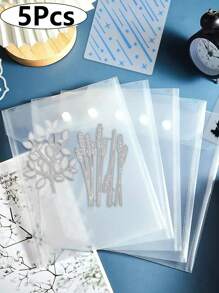 5 piezas de bolsas transparentes de plástico de tamaño A4 para almacenamiento de troqueles y sellos, sobres de plástico transparente A4, bolsas de documentos transparentes A4, bolsas de almacenamiento de documentos con botones a presión, para organizador de manualidades, scrapbooking, papel y tarjetas, almacenamiento de oficina, clasificación de documentos y útiles escolares, vuelta al cole - transparente - Ver 1