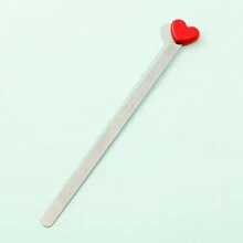 Creative Metal Heart Bookmark Heart-Shaped Bookmark Heart Stainless Steel Lacquer Bookmark Gift For Friends Who Love Reading,School Supplies,Back To School - one-size - View 10