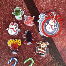 Khuôn silicon trang trí Giáng sinh tự làm - Hình bánh gừng, ông già Noel, tất và kẹo mía, thích hợp cho thạch cao hương liệu, đồ thủ công trang trí nhà cửa và xe hơi - trắng - Xem 8