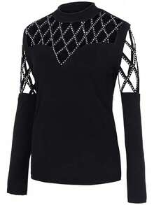 女士时尚长袖修身性感派对顶层衬衫