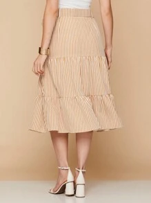 3 Marias Skirt With Striped Midi Belt Evangelical Fashion Launch - 杏色 - 查看 6