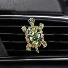 1pc/3pcs Alloy Rhinestone Crystal Gemstone Decor Sea Turtle Car Air Vent Clip Fragrance Holder, Creative Car Interior Fragrance Decor