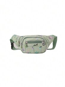 1pc Fashion Colorful Nylon Zipper Closure Casual Versatile Multi-Pocket Fanny Pack/Chest Bag/Shoulder Bag, Suitable For Daily Outing, Holiday, Travel, Random Print Design
