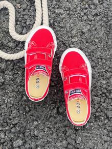 White Fabric Baby Sneakers Mid-Top Canvas Shoes For Boys And Girls, Spring And Autumn Korean Style Simple Fashion Low-Cut Athletic Shoes, Classic Low-Cut Canvas Shoes, All-Match Casual Sports Skateboard Children's Shoes - Red - View 7