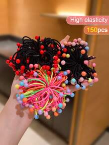 150 件装卡通发圈 可爱彩色女孩发饰 - 彩色 - 查看 15
