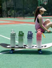 Thermal Bottle With Lock And Silicone Spout Handle Leisure Sports Stainless Steel 560ml Anti-Leak - Xám - Xem 3