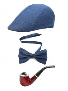 D EXCEED 3 PCS1920s Men's Gatsby Gangster Costume Accessories Set Kentucky Derby Costumes For Men 20s Manhattan Fedora Hat Bowknot Halloween Decorations Gift Banquet Cosplay Prom - Multicolor - View 2