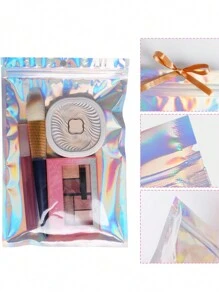 50pcs Resealable Foil Pouch Bags, Self-Sealing Laser Bags, Mylar Bag With Flat Zip Lock With Clear Front, For Food Storage Pouches, Candy Snacks, Lipsticks, Beads, Retail Packaging And Display Of Jewelry, Crafts, Nail Art And False Eyelashes, Christmas Valentine Day - Multicolor - View 5
