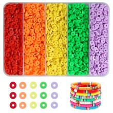 2000 buc Kit margele de argilă 5 grile 6 mm margele distanțiere polimerice de culoare curcubeu pentru fabricarea de bijuterii DIY colier brățară cercei pandantiv