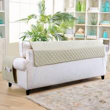 Sofa Cover 1/2/3/4 Seater With Armrests - Reversible Sofa Cover - Scratch-Resistant For Cats - Stain-Resistant - Quilted Microfiber Sofa Cover. - 奶油白 - 查看 3