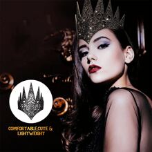 2 件女士模切皇冠，黑皇后皇冠头饰配饰万圣节装扮，万圣节哥特式服装角色扮演 - 黑色 - 查看 1