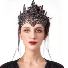 2 件女士模切皇冠，黑皇后皇冠头饰配饰万圣节装扮，万圣节哥特式服装角色扮演 - 黑色 - 查看 3