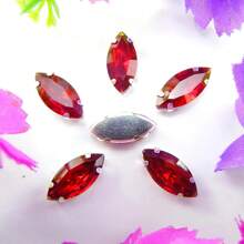 Piedras de vidrio en forma de ojo de caballo Navette, colores normales no AB, forma ovalada brillante hecha a mano, base de metal plateado con garras, cristales cosidos a mano, piedras planas con orificios para decorar ropa, vestidos, bolsos, zapatos, broches, pendientes y manualidades - Colores de fantasía - Ver 41