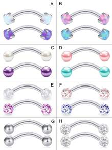 2Pcs 16G Stainless Steel Daith Rook Earring 8mm Curved Barbell Eyebrow Rings Piercing Jewelry For Women Men - Multicolor - View 2