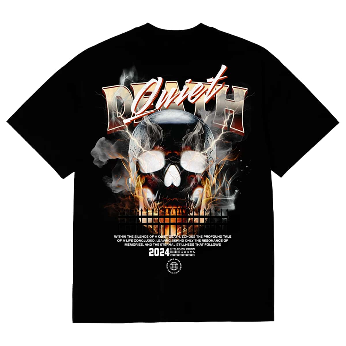 Rock Skull T-Shirt Premium Motorcycle Harley Men's Printed 100% Cotton Foreign Fashion Basketball Streetwear - 黑色 - 查看 1