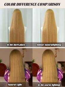 7JHH WIGS 女款長髮公主假髮 44英吋超長直髮假髮附瀏海 合成纖維耐熱假髮 適合女孩萬聖節派對 Cosplay 化裝舞會使用 - 金色 - 查看 9