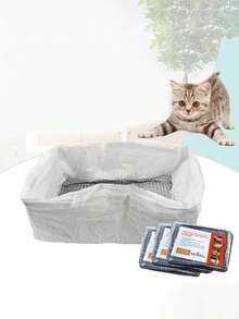 10pcs Reusable Cat Feces Filters - Hands-Free, Advanced Waste Capture Net Liners - Sanitary Litter Box Solution For Pet Hygiene-Cat Litter Bags Liners 10Pcs Drawstring Sifting Cat Litter Bags With Filter Net Reusable Litter Box Liners Thick Cat Litter Bags - White - View 2