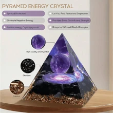 1pc 5cm Pyramid Of Positive Energy, Amethyst Crystal Ball With Protective Crystal Energy Generator, For Stress Relief, Healing Meditation And Attracting Wealth, For Interior Decoration, Perfect Gift