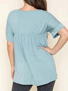 Boho Retro Soft Solid Green Yellow Cute Baby Doll Top Blouse Tunic  Off Shoulder Square Neck Flutter Bell Sleeve  Small To 3 XL Plus - 綠色 - 查看 2