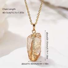 1 件不对称镀金边缘天然石吊坠紫水晶粉晶吊坠项链珠宝礼物 - 不規則金邊 - 查看 3