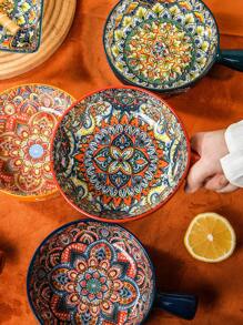 1 件带手柄陶瓷碗，圆形深盘，4 种颜色可选，适用于拉面碗、沙拉碗、汤碗 - 彩色 - 查看 3