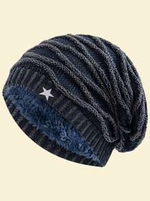 JZML 1 件男士宽松针织五角星装饰羊毛帽秋季服装