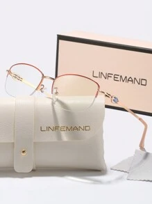 Kính nửa gọng nhẹ cổ điển thanh lịch LINFEMAND với thiết kế đính đá màu xanh lam, kính nữ +1.0 đến +4.0, phụ kiện quà tặng ngày lễ cho kính nữ - trong suốt - Xem 11