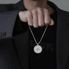 1pc Stainless Steel Seven Archangels Round Pendant Necklace For Men, Seal Of Solomon Spiritual Talisman Protection Amulet Jewelry