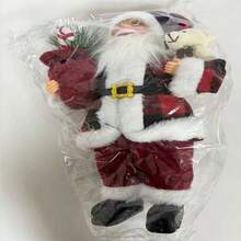 2pcs Standing Santa Claus Figurines, Christmas Decorations - Black and Red Plaid Old Man - View 6