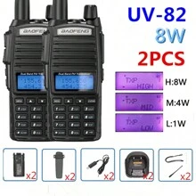 2PCS 2024 Baofeng USB UV-82 2000mAh Dual Ptt Walkie Talkie Draagbare Twee Manier Radio Vhf Uhf Ham Cb Radio Station UV82 Jacht Transceiver