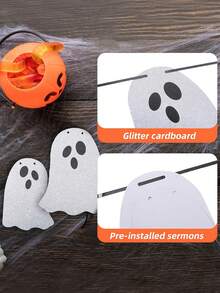 1 cái Biểu ngữ ma Halloween Trang trí - Biểu ngữ vòng hoa ma lấp lánh màu trắng cho ngôi nhà ma ám Cửa ra vào tường Trong nhà Ngoài trời Trang trí lò sưởi Nhà Đồ dùng tiệc, Giáng sinh - Nhiều màu - Xem 4