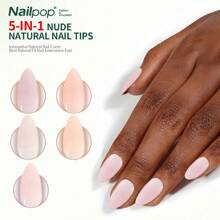 Nailpop 3 合 1 裸色自然柔软指甲套装 140 件/盒肤色按压指甲超贴合凝胶指甲延长轻松修甲 DIY - 彩色 - 查看 1