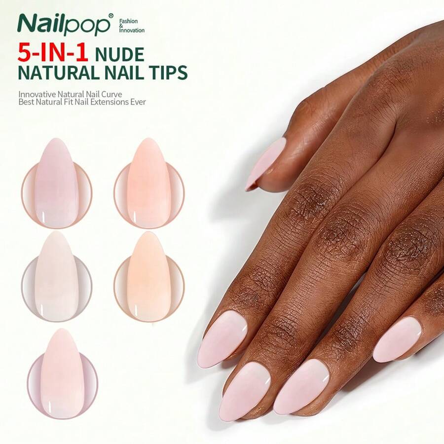 Nailpop 3 合 1 裸色自然柔软指甲套装 140 件/盒肤色按压指甲超贴合凝胶指甲延长轻松修甲 DIY - 彩色 - 查看 1