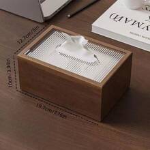 1pc Walnut Wooden Tissue Box Holder, Luxury Napkin Dispenser For Home Gatherings And Dining Tables, With Acrylic Striped Decor, Home Stuff, Table, Home Decorations, Home Organization And Storage, Room Decor, Room Decor Bedroom, Kitchen Accessories, Kitchen Tools, Organizer Kitchen, Travel, Holiday,Tissue Box Holder,Napkin Holder,Festival Family Gathering,Kitchen Dining Table DecorFor Home Kitchen Bedroom Living Room Dining Room, Home Decoration Accessories, Decorative Box,Women Wedding Gift,Summer Travel Holiday Festival Must-Have