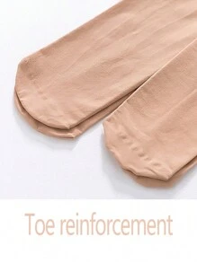 加厚保暖硅胶防滑袜，弹力十足，专为高个女性设计，显瘦不透明过膝长袜，暖黑色/肤色，柔软舒适，适合秋冬季节，温暖舒适 - 杏色 - 查看 3