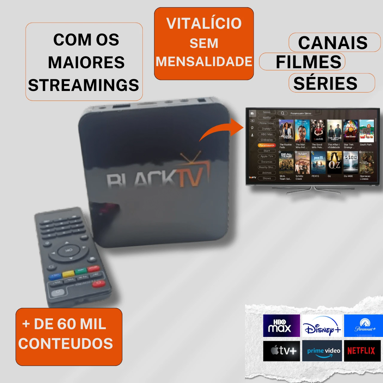 Black Tv Aparelho Com Canais Sem Mensalidade Tudo Liberado Vitalicio 5G ...