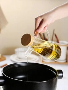 1pc 高硼硅玻璃油壶 耐热油瓶 酱油瓶 醋瓶 橄榄油瓶 厨房带秤调味瓶 防漏油瓶 适用于家庭 酒店 餐厅等 - 透明 - 查看 7