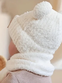 2pcs/Set Kids Warm Winter Knit Lucky Bear Beanie Hat And Scarf Set, For Boys And Girls