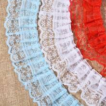 1 paquete 2 yardas de encaje plisado multicolor, accesorios para vestidos DIY, decoraciones para mascotas y muñecas, accesorios de costura, suministros de ropa