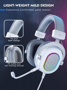 PC 游戏耳机，带麦克风的 USB 有线耳机，7.1 环绕声，线控，柔软耳垫，电脑 RGB 包耳式耳机，流媒体/游戏语音/视频降噪 - FIFINE H6 白色 - 白色 - 查看 8